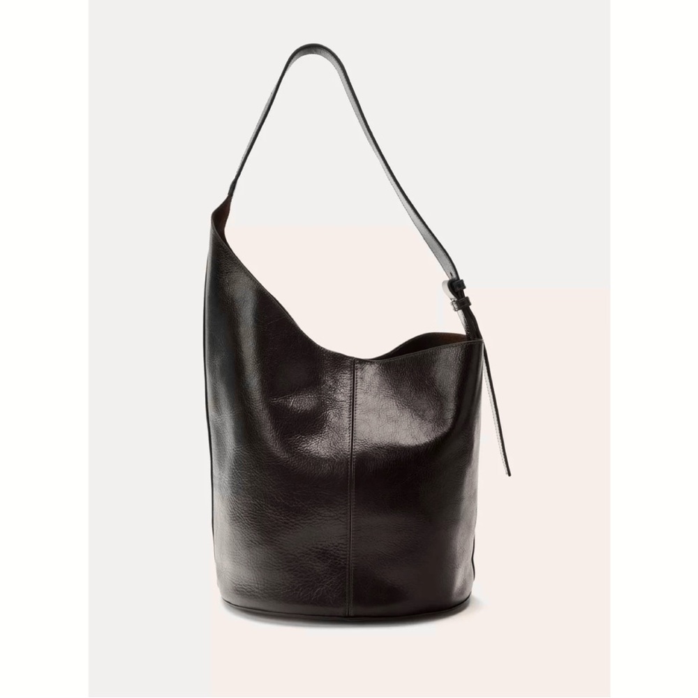 NWT Zara Asymmetric Leather Shoulder Bag in Dark Brown